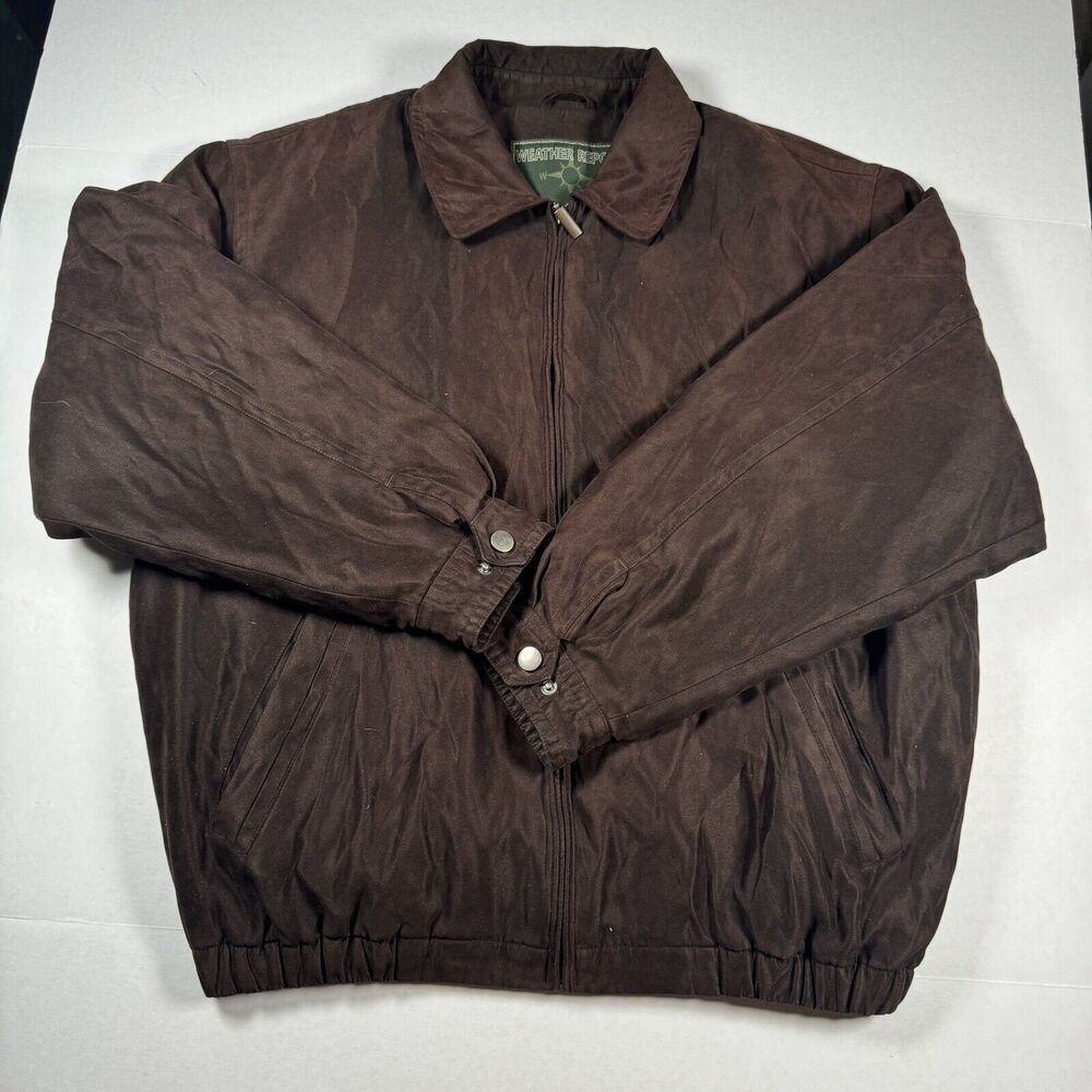 Weather Report by Weatherproof Mens Faux Suede Full Zip Jacket Sz. L Dark Brown